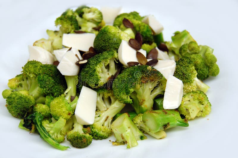 Healthy Lunch, Broccoli with Fresh Mozzarella Stock Photo Image of