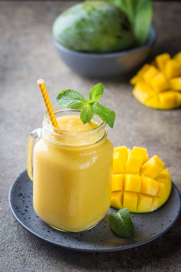 Healthy mango smoothie stock photo. Image of closeup - 162309354