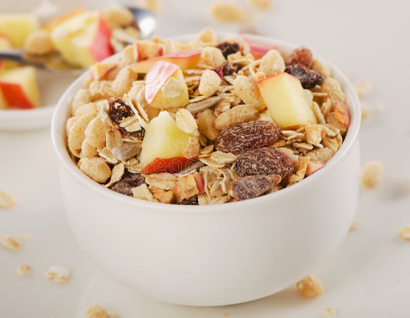Healthy Muesli Breakfast with Apple Stock Photo Image of vegetarian