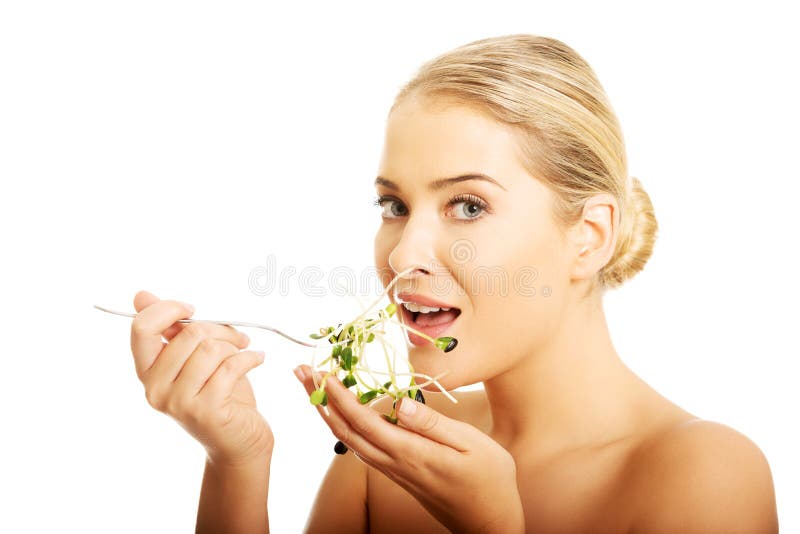 Healthy Nude Woman Eating Cuckooflower Stock Photo Image Of Food