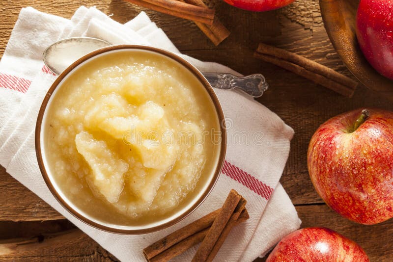 Healthy Organic Applesauce with Cinnamon Stock Image Image of yellow