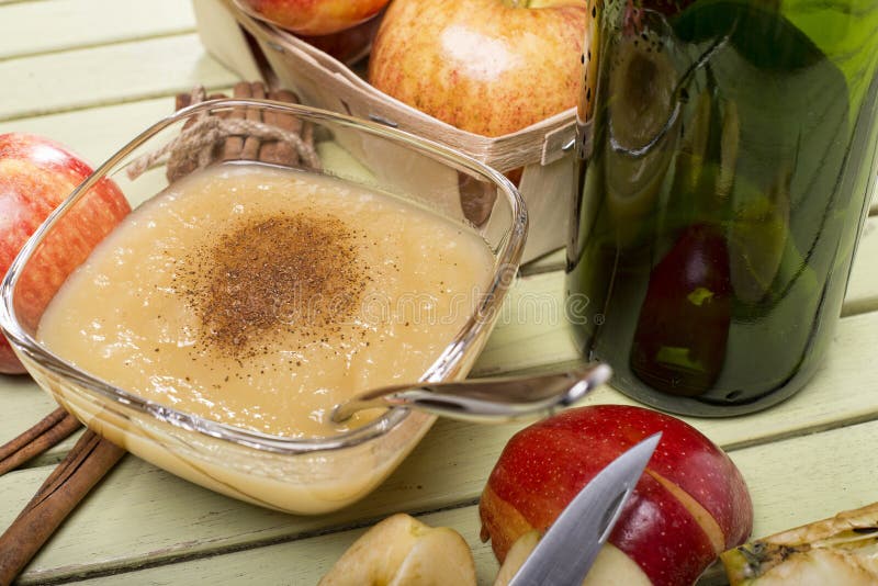 Healthy Organic Applesauce with Cinnamon Stock Image Image of yellow