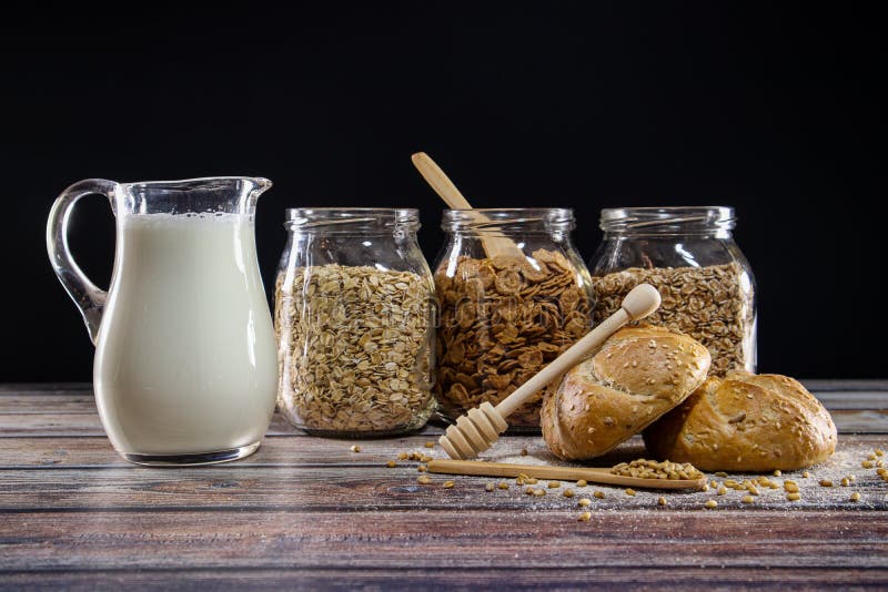 Healthy Organic Baking Concept and Baking Groceries. Organic Rye Bread