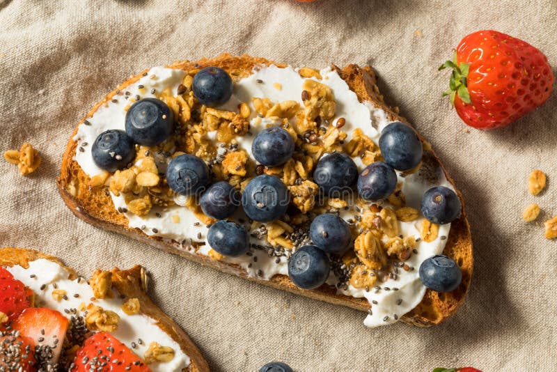 Healthy Organic Ricotta Cheese Breakfast Toasts Stock Photo Image of