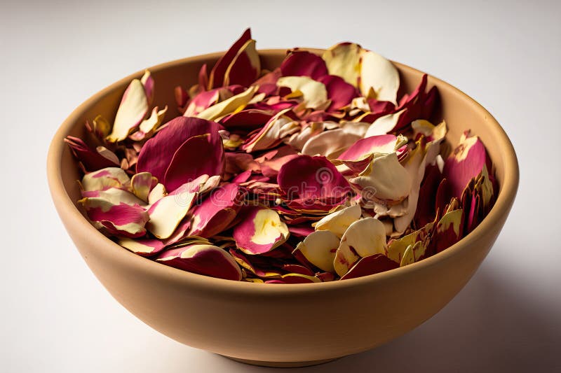 Healthy Organic Rose Petals for Cooking in a Bowl Stock Illustration
