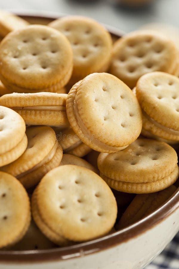 Healthy Peanut Butter Sandwich Crackers Stock Image Image of round