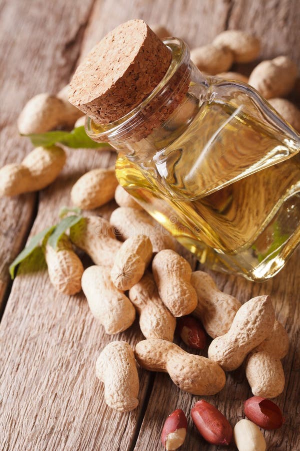 Healthy Peanut Oil in a Jar Macro. Vertical Stock Image Image of cork
