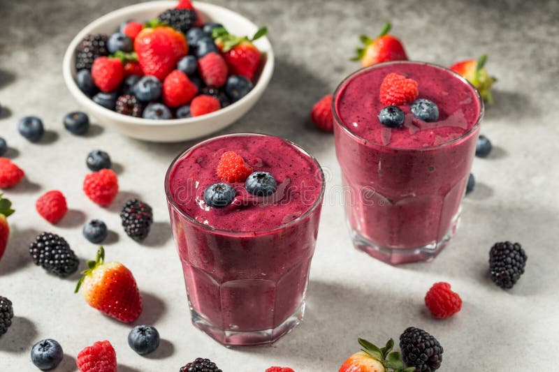 Healthy Refreshing Mixed Berry Breakfast Smoothie stock image