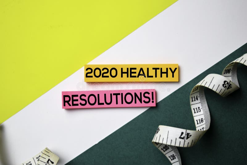 2020 Healthy Resolution! text on sticky notes with office desk concept stock photos 2020 Healthy Resolution! text on sticky notes with office desk concept stock photos