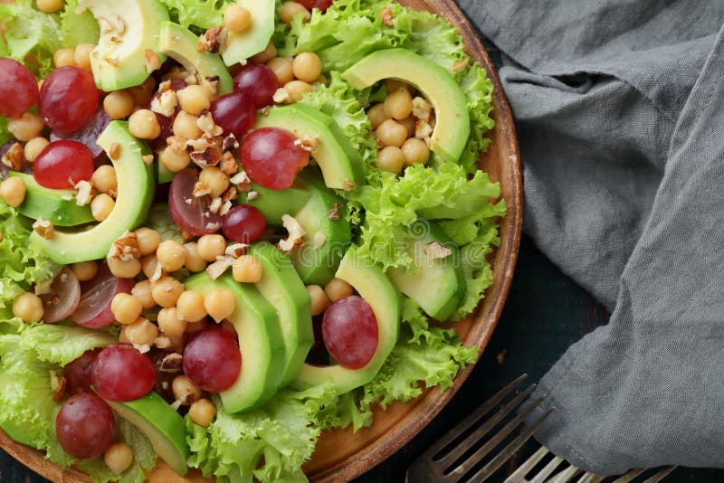 Healthy Salad with Avocado and Chickpea Stock Image Image of plate