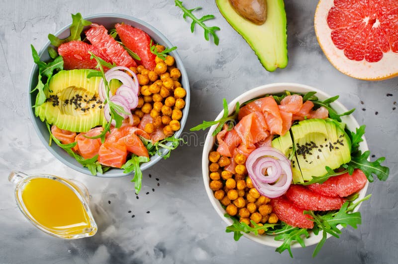 Healthy Salad Bowl With Chicken, Mushrooms, Corn, Cucumbers, Sweet ...