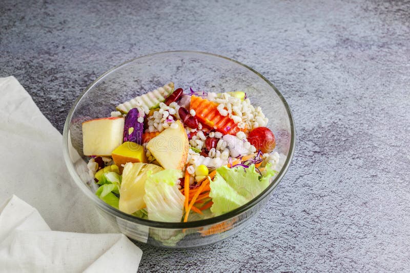 Healthy Salad in a Bowl on the Table Stock Photo Image of cherry
