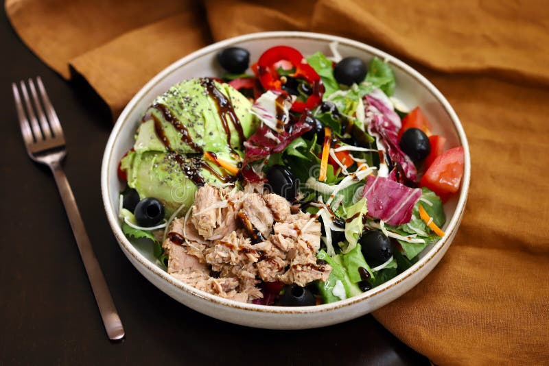 Healthy Salad with Tuna and Avocado. Diet Food Stock Photo Image of