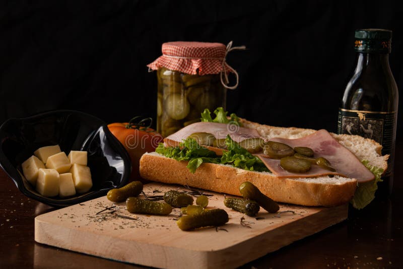 Healthy Sandwich with some olive oil and cheese royalty free stock photos Healthy Sandwich with some olive oil and cheese royalty free stock photos