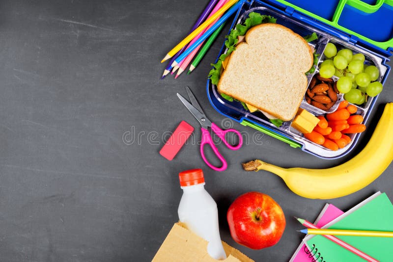 Healthy School Lunch School Supplies View Top Border White