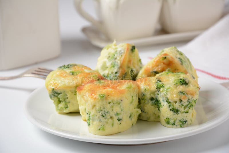 Healthy Snack Broccoli Muffins with Cheddar Cheese and Thyme Stock