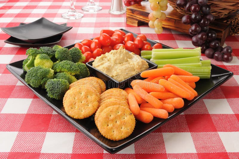 Healthy snack tray with crackers