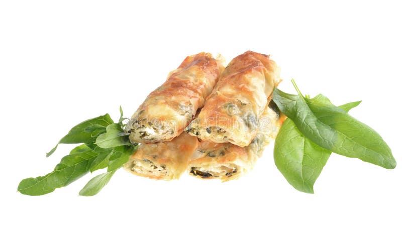 Healthy Spinach Pie, Fresh Spinach Leaves,isolated Stock Photo - Image