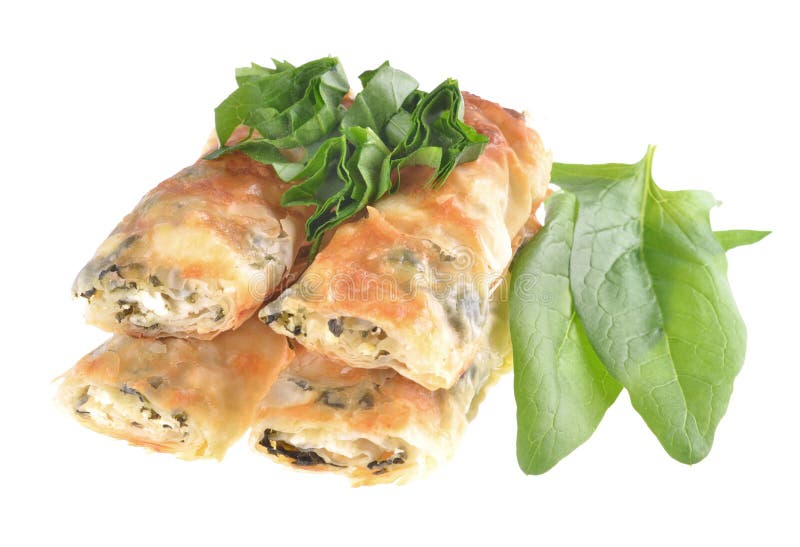 Healthy Spinach Pie, Fresh Spinach Leaves,isolated Stock Photo - Image