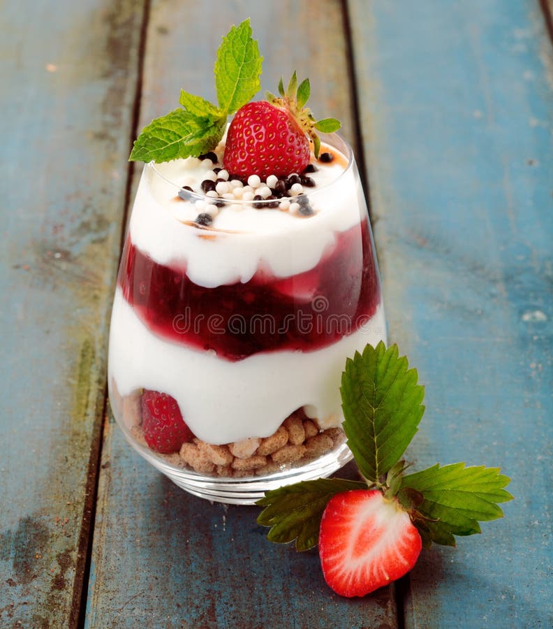 Healthy strawberry dessert stock photo. Image of cream 25154366