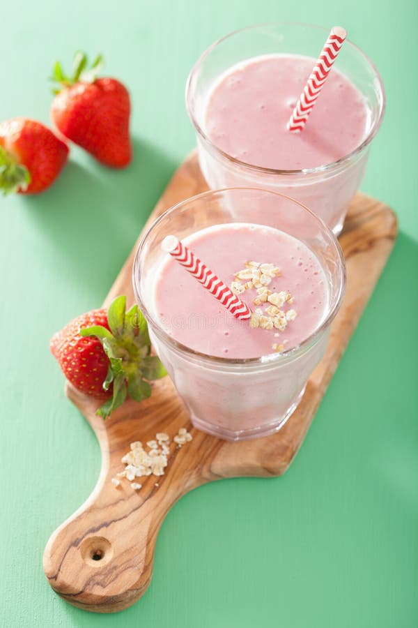 Healthy Strawberry Oat Smoothie Stock Image Image of frozen