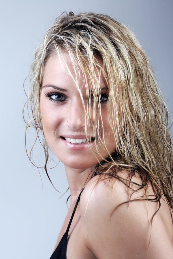 Healthy Tanned Blond Woman Long Wet Hair Stock Photos Free Royalty Free Stock Photos From