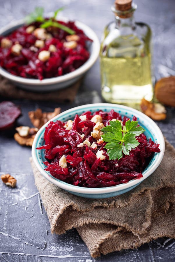 Healthy Vegan Beetroot Salad with Walnuts Stock Photo Image of vegan