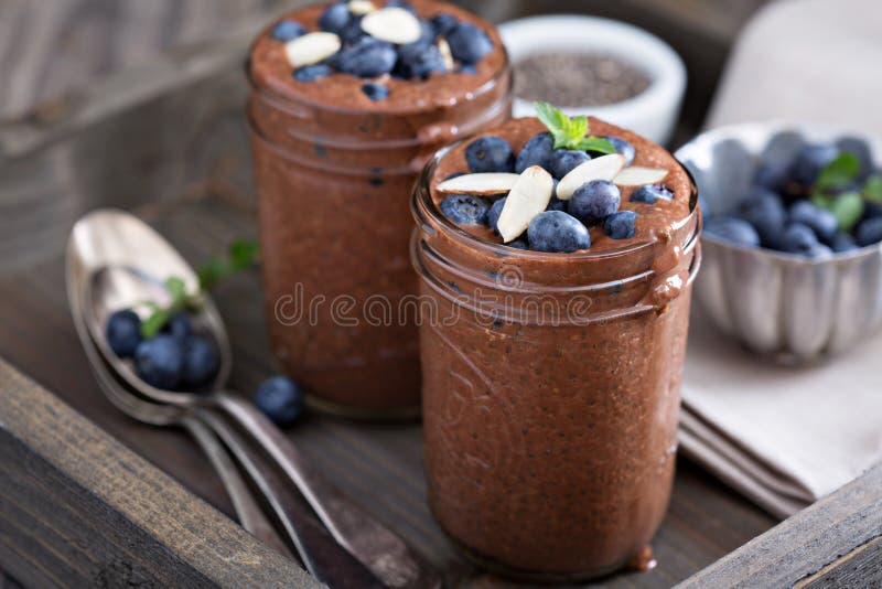 Healthy vegan chocolate chia pudding