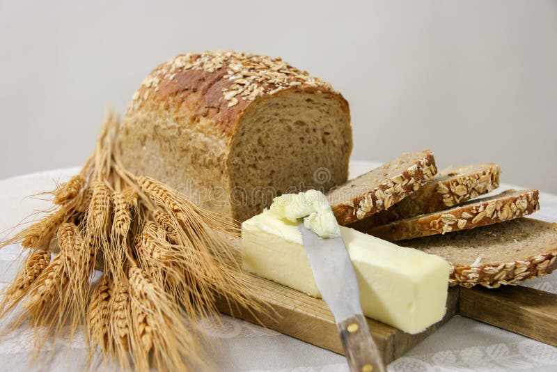 Healthy whole grain bread with butter