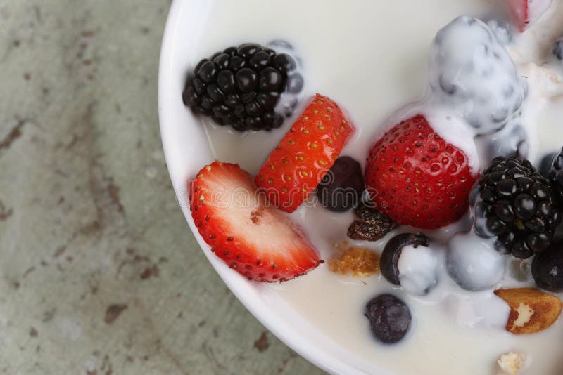 Healthy Yogurt, Berries and Cereal Stock Photo Image of cream, eating