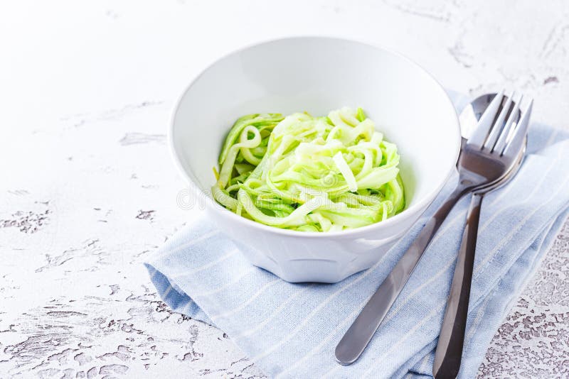 Healthy Zucchini Noddles with Pesto Stock Image Image of dish, salad