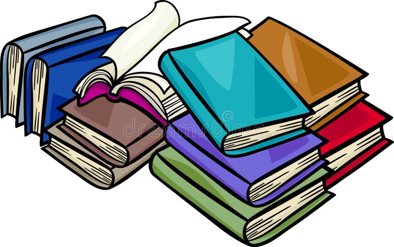 Heap of books cartoon illustration stock illustration