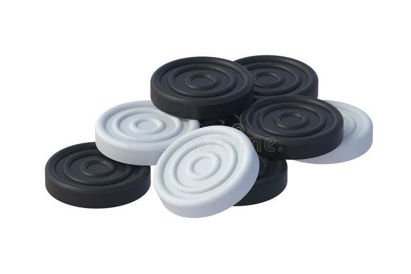 Heap of checkers isolated on white background. Intellectual board game royalty free illustration