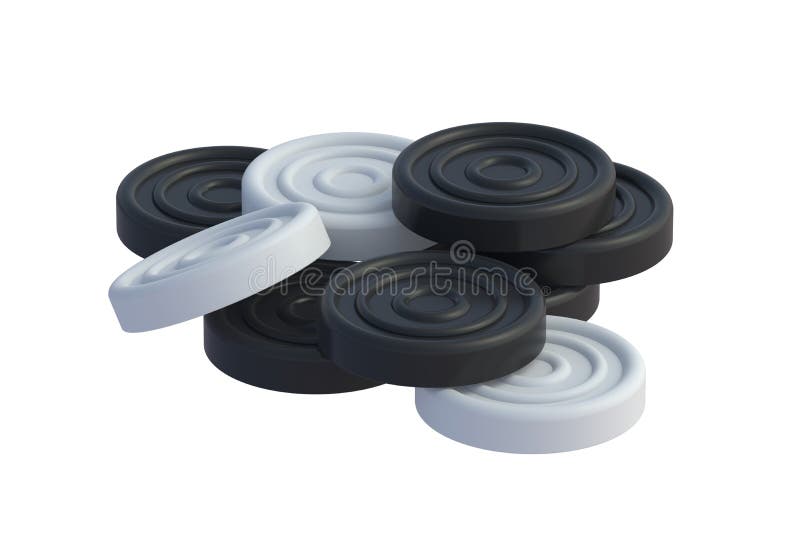 Heap of checkers isolated on white background. Intellectual board game royalty free illustration