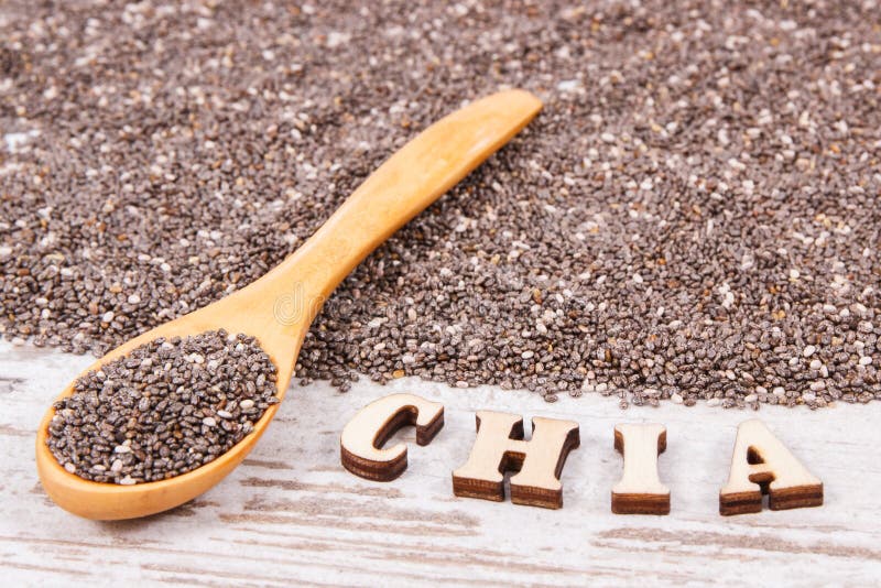 Heap of chia seeds, concept of food containing natural vitamins, fiber and minerals royalty free stock photos Heap of chia seeds, concept of food containing natural vitamins, fiber and minerals royalty free stock photos