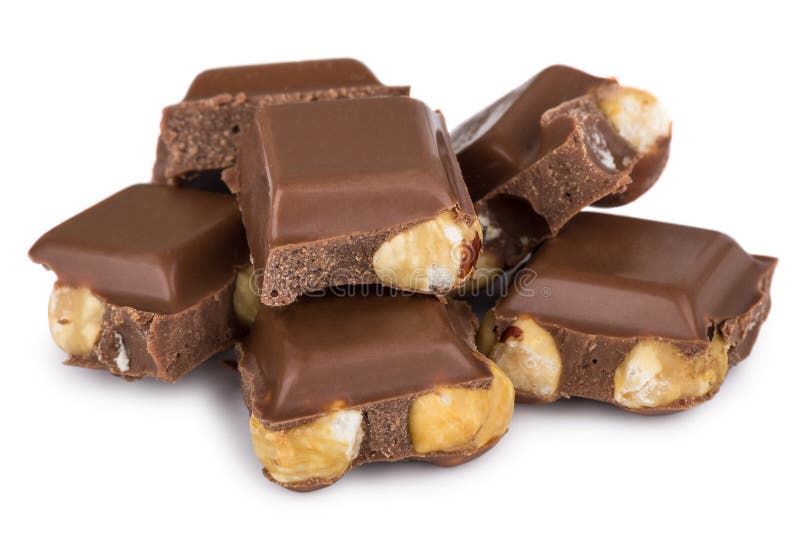 Heap of Chocolate Pieces with Hazelnuts Stock Photo Image of sweet