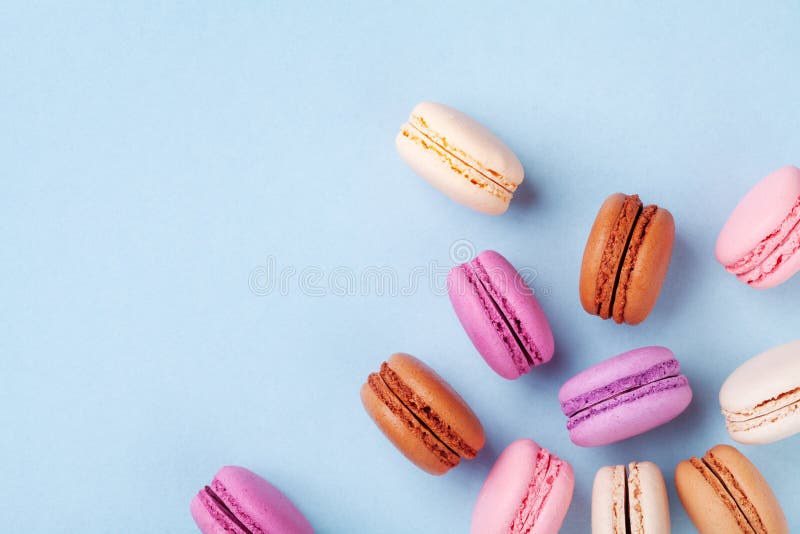 Heap of Colorful Balloons on Blue Wooden Table Top View. Birthday or ...