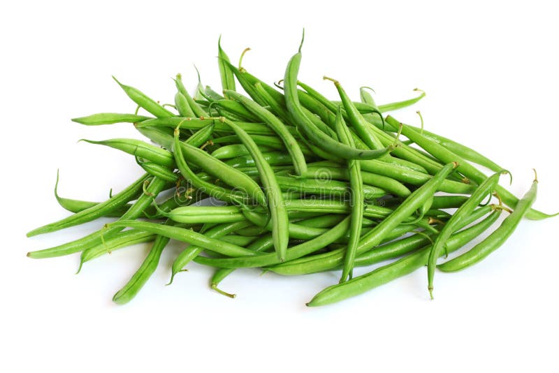 Heap of green beans isolated on white