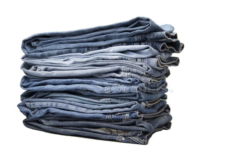 Heap of Modern Designer Blue Jeans Stock Photo - Image of showcase ...