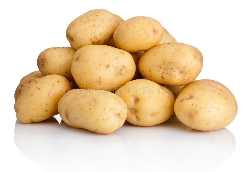 Heap of potatoes isolated on white background stock photography