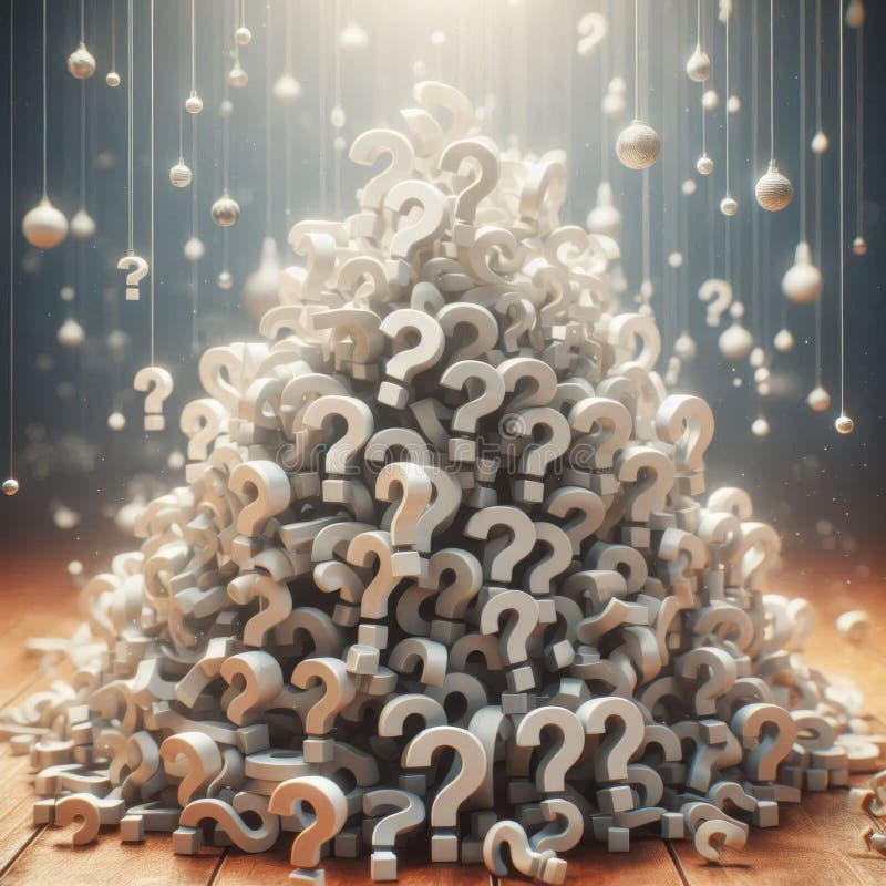 Heap of Question Marks on Table, Concept Representing Confusion, Questions, or Solutions vector illustration