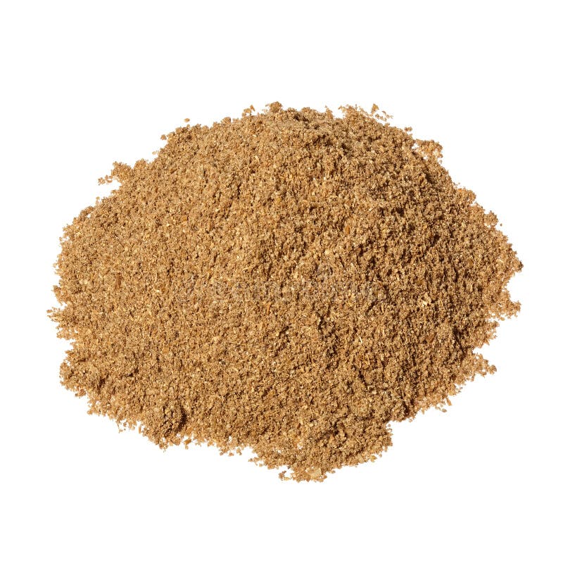 A Heap of Raw Organic Coriander Spice Powder on White Background. Stock