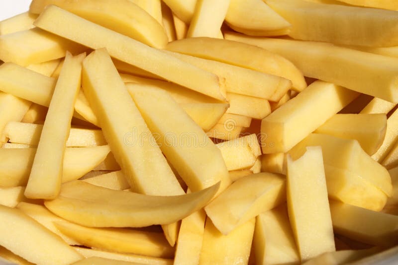 Heap of raw potato strips