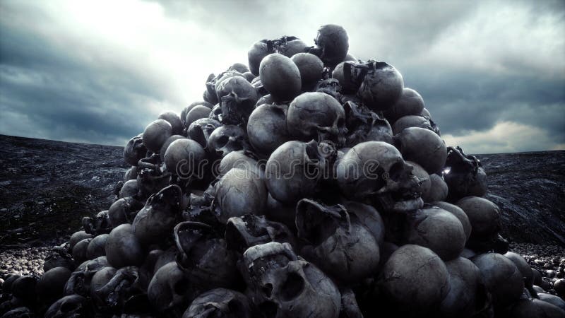 Heap Of Skulls Apocalypse And Hell Concept 3d Rendering 