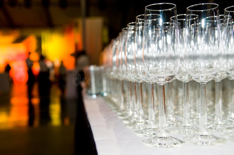 Heap of stemware glass at party