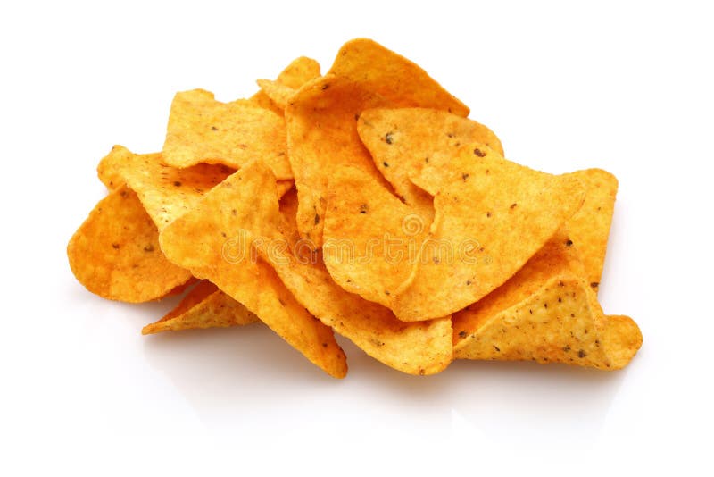 Heap of Taco Chips on White Background Stock Image Image of pepper