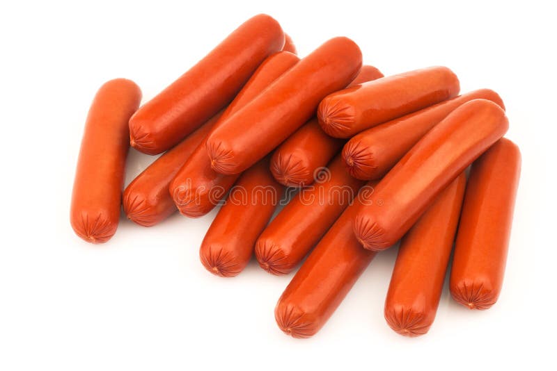 Heap of tasty sausages, bangers, frankfurters, wieners