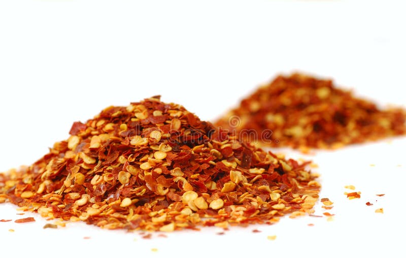 Heaps of red pepper flakes