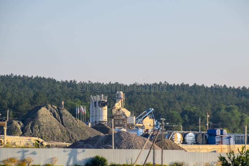 Heaps of rubble and gravel for production of concrete and reinforced concrete structures stock photos Heaps of rubble and gravel for production of concrete and reinforced concrete structures stock photos
