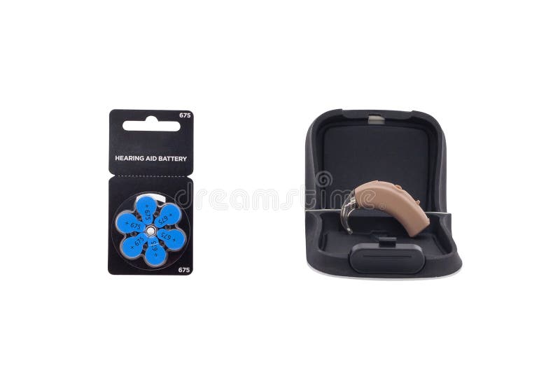 Hearing aid with batteries stock photo. Image of texture 47672958